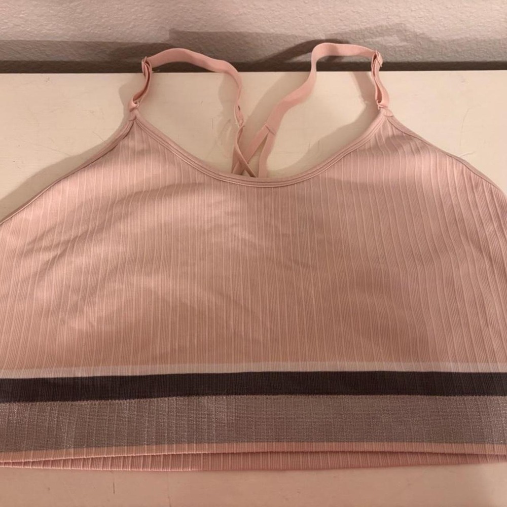 Cacique Women Pink Striped Ribbed Bralette Size 26/28 Adjustable Straps